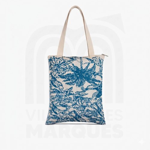 We Work Sac Tote Bag en Maille Motif Bleu
