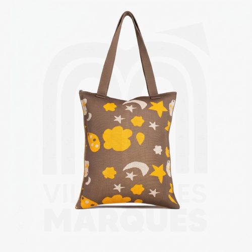 We Work Sac Tote Bag en Maille Motif Marron