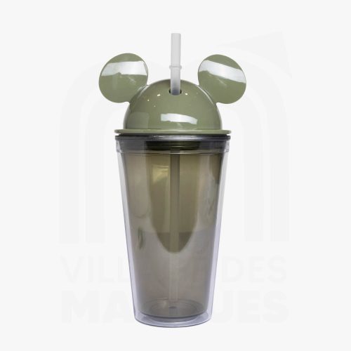 Nesspreno Gobelet Reutilisable avec Paille & Couvercle Oreilles 400 ML